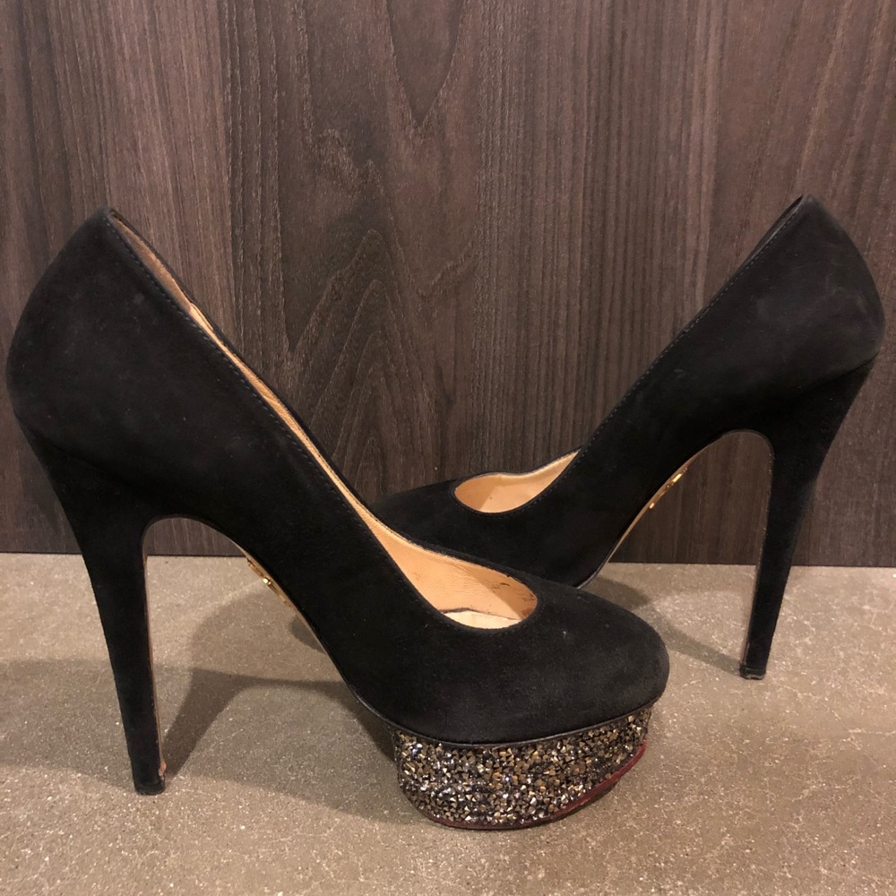 Charlotte Olympia black suede [Dolly] platform
